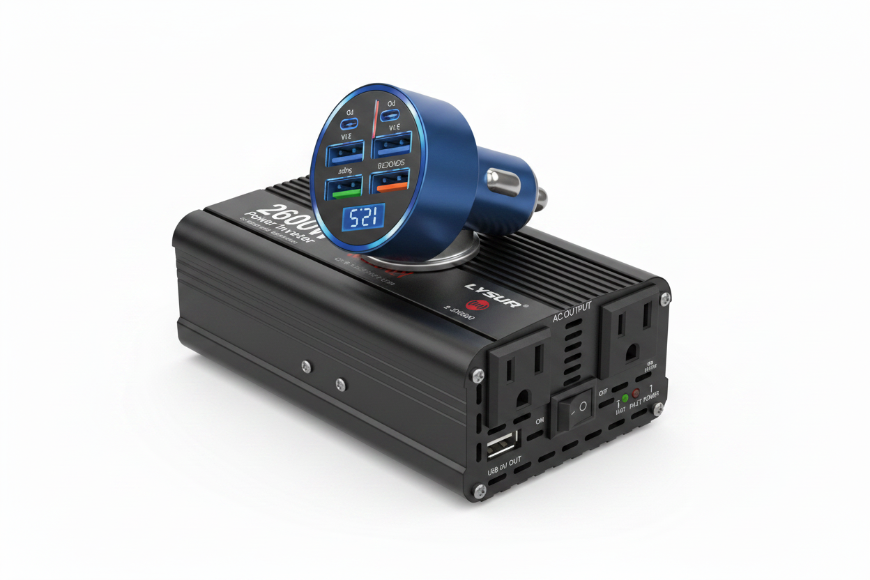 6-Port Charger Angled on Inverter - Studio