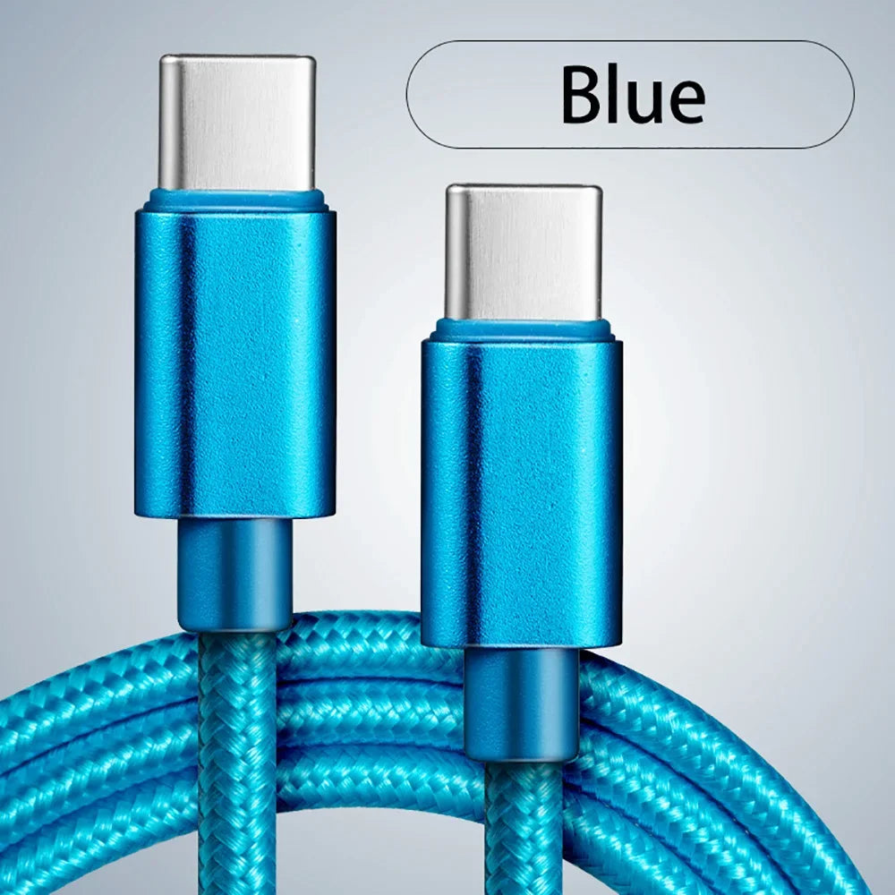 Blue USB-C charging cable with braided nylon design for durable device charging