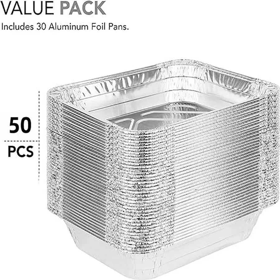 50-piece aluminum foil pans value pack for cooking and storage