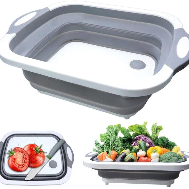 Multi-Use Foldable Wash Basin and Cutting Board