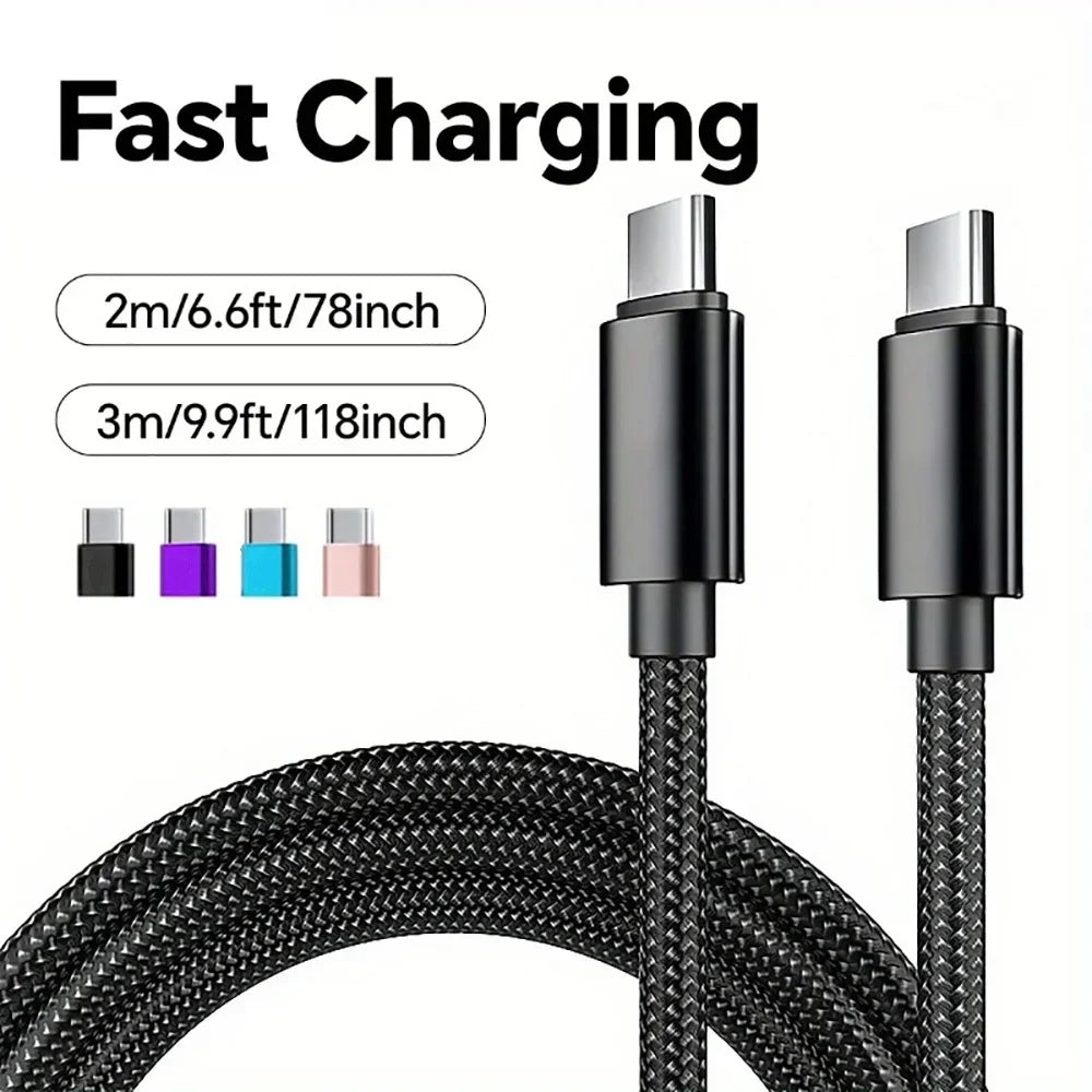 Fast charging USB-C cable, 2m or 3m, braided durability, multiple color options for on-the-road use