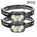 2PCS LED headlamps with adjustable straps, bright multi-LED lighting for outdoor or work use