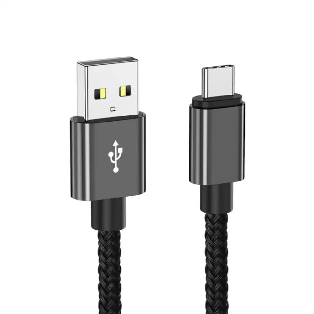 Durable braided USB to USB-C charging cable for on-the-road devices